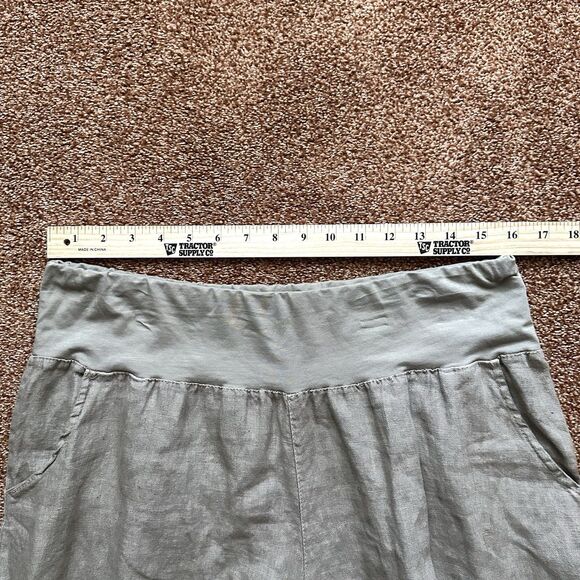 Ozange Linen Pants Women’s Lg Pullon Capri Wide Leg Coastal Beach Neutral - Picture 5 of 8
